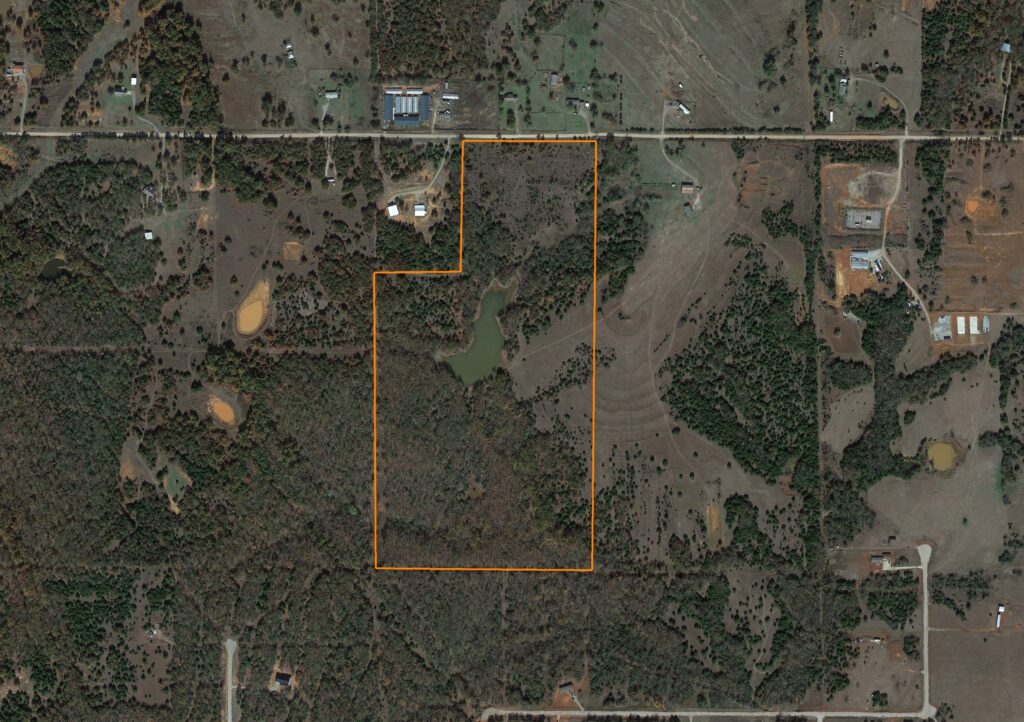 Perfect 70 Acre Tract with Large Pond: Aerial View