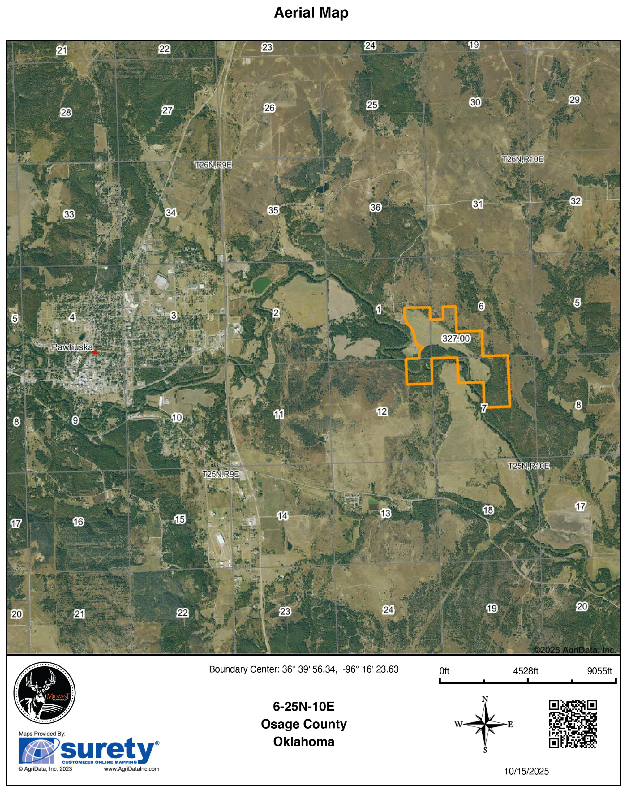 327 +/- Acres with Bird Creek Frontage in Osage County